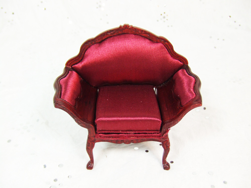 ** CA015-01 ** Mahogany with Red Fabric - Arm Chair